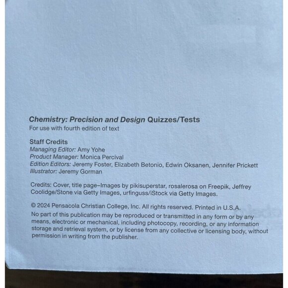 Abeka Chemistry Quiz & Test Key Vol 2 Revised – Teacher Edition PB - Picture 3 of 4